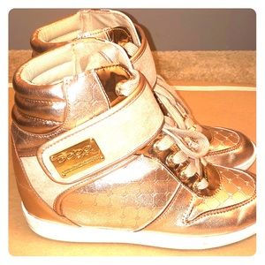 DOPE BEBE ROSE GOLD HI-TOP SNEAKERS SZ 9